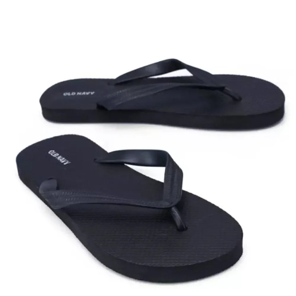 Old Navy Boys Milk Black Slip On Ankle Strap Flip Flop Flat Sandal Size 2/3